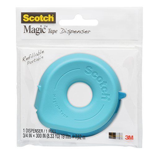 Scotch Dispenser With Magic Tape 3/4 X 300&#034; 1-Roll 156 Random Color New
