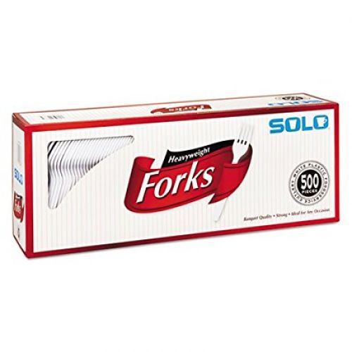 * Heavyweight Plastic Cutlery, Forks, White, 6.41 in, 500/Carton
