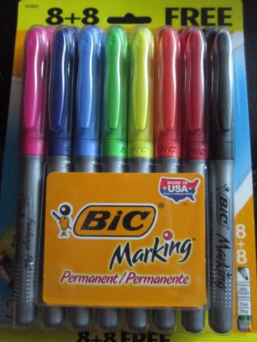 Bic Marking Permanent Markers Fine Point 8+8 Bonus Adult Coloring Soft Grip USA