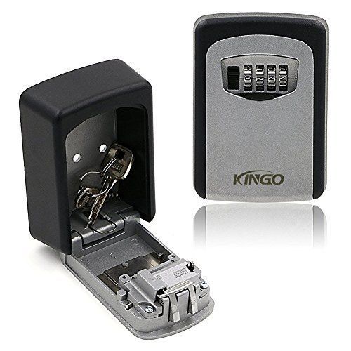 Key Storage Box,Kingo Combination Lock Wall-Mounted Resettable 4 Digit