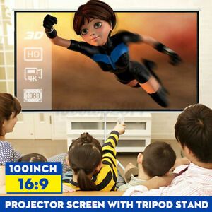 100In.Tripod Projection Screen 16:9 Square Projector Stand Home Office Video USA