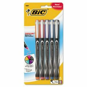 Bic Intensity Permanent Marker Pen, .5mm, Fine, Asstd, 5 Pens (BICFPINAP51AST)