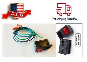 Assembled Power Socket with Fuse and wires Switch 3 Pin IEC320 C14 USA Plug