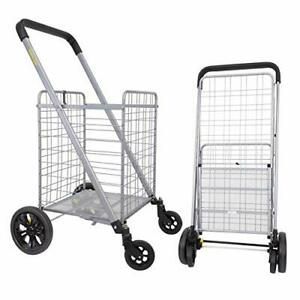 dbest products Cruiser Cart Deluxe Shopping Grocery Rolling Folding Laundry B...
