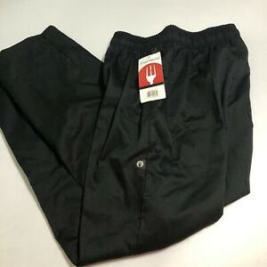 Chef Works Unisex Basic Baggy Zip Fly Chefs Trousers Black XS NWT