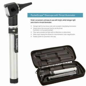 Welch Allyn Otoscope with Throat Illuminator with &#034;AA&#034; Handle and a Hard Case