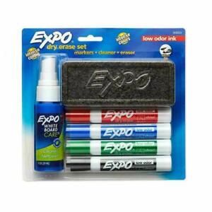 Dry-Erase Starter Kit, Chisel-Tip, Pack Of 4 Markers, Eraser + Spray Cleaner