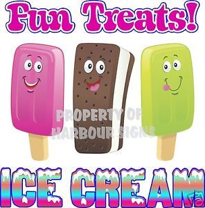 Fun Treats Ice Cream Decal 10&#034; Bars Sandwich Concession Food Truck Vinyl Sticker