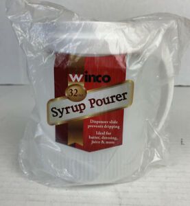 Winco 32 Oz.Commercial Plastic Syrup Dispenser Stainless Steel Slide Lid