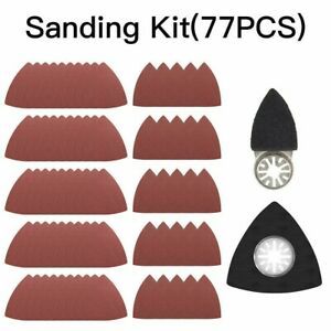 77Pcs/Set Multi-Tool Triangular Delta Sanding Pad Kit Sandpaper With Blade