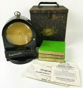 Bacharach Tempscribe Model STA Temperature Recorder Case &amp; Charts 7 Day Movement