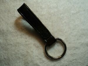 Vtg Police Service Belt Loop Black Leather Key Holder #2 w Steel Ring Made n USA