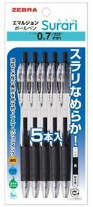 Zebra P-BN11-BK5 Oily Gel Ballpoint Pen Surari 0.7mm Black 5 Pieces F/S w/Track#