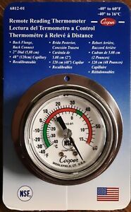 Cooper 6812-01 Thermometer, Remote Sensing, Back Flange, Rear connection 