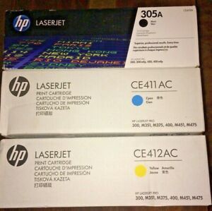 JOB LOT 3 LASERJET PRINT CARTRIDGES HP  CE412AC CE411AC CE410A NEW TONER GENUINE