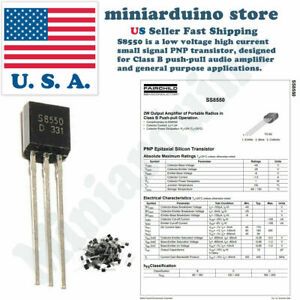 25pcs S8550C S8550 1.5A 0.625W Output amplifier TO-92 PNP Transistors USA