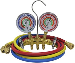 Mastercool 59161 Brass R410A, R22, R404A 2-Way Manifold Gauge Set