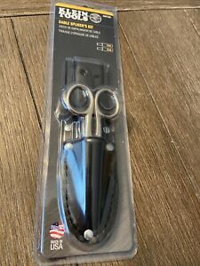 Klein Tools 46037-SEN Cable Splicer&#039;s Kit Scissors 2100-7 Knife 44200 Leather Ho
