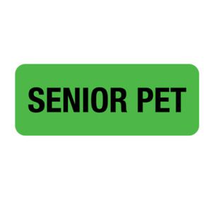 NEV&#039;S VW-0010 Label, Senior Pet 7/8&#034; x 2-1/4&#034; Flr Green w/Black