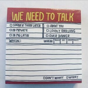 Hand-Lettered “We Need to Talk” Sticky Notes 3x3 100 sheets - NEW