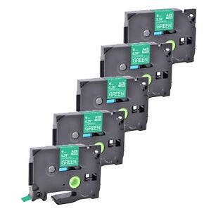 5PK Compatible Brother P-Touch TZ-725 TZe-725 White on Green Label Tape 9mm