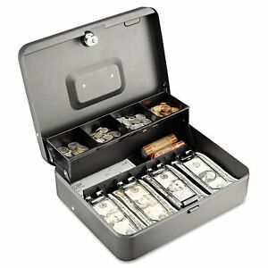 Gray Tiered Tray Cash Box Home 10 Compartments Money Storage Organizer Lockboxes
