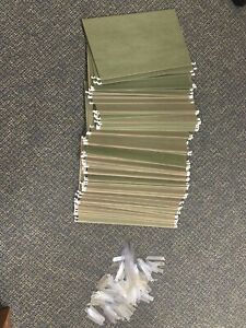 Lot of 100 Hanging File Folders, Legal Size, Green with Plastic Tabs