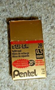 Pentel Super Hi-Polymer Lead Refill, 0.5mm, Fine, 2B, 144 Pieces of Lead