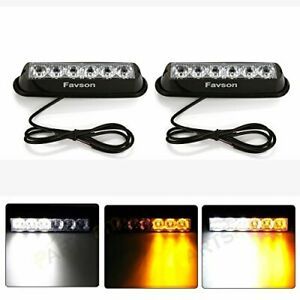 Favson 6 LED Strobe Lights for Trucks Cars Van with Super Bright White&amp;Yellow...