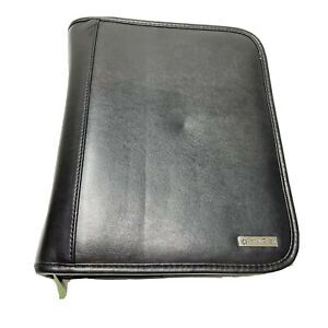 Franklin Covey Classic Black Leather Binder 7 Ring 10x8 Inch Organizer Pockets