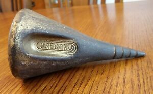 Vintage Cast Iron Cone Shape Logger Tool Oregon Point Wedge Log Splitter