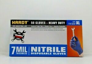 HARDY 50 Heavy Duty Nitrile Disposable Gloves, 7MIL, Size XL, PACK OF 20