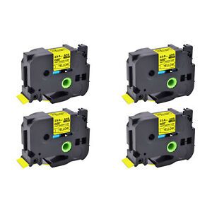 4PK Black on Yellow Fits Brother HSe-651 HSe651 Heat Shrink Tube 23.6mm