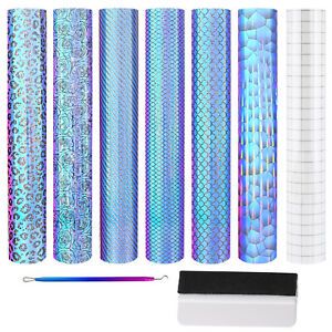 Holographic Chrome Vinyl Permanent Craft Adhesive 6 Sheets 12&#034; x 12&#034; for Cricut