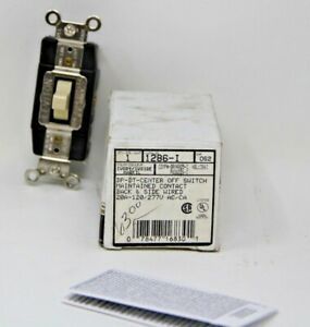 Leviton 1286-I DP-DT-Center Off Toggle Switch Ivory 20A-120V-277VAC New In Box