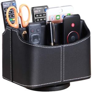 Remote Control Holder 360 Degrees Rotatable Desk Stationery Supply Organizer Pu