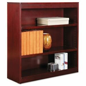 Alera Square Corner Wood Veneer Bookcase, 3-Shelf, Mahogany (ALEBCS33636MY)