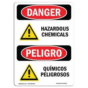 OSHA Danger - Hazardous Chemicals -Qu+­micos Peligrosos | Sign or Label