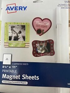 Printable Magnet Sheets 8.5 X 11 Avery #3280- white sheets for ink Jet printers