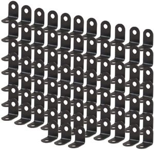 80pcs Angle Bracket Metal 12x12mm Black Corner Brace Fastener L Shaped Right An