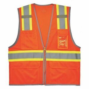 GLOWEAR BY ERGODYNE 8246Z Two Tone Mesh Safety Vest,Orange,S/M