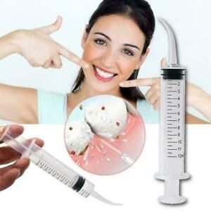 1x 12ml Dental Disposable Irrigation Syringe Curved Elbow Tip Conveyor T4P1 Q0I5