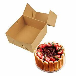 Spec101 Square Cake Boxes with Window - 10pk Disposable Cake Container with C...