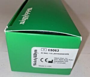 Welch Allyn Mac 3 Fiber Optic Laryngoscope Blade #69063 New OEM Box/Packaging