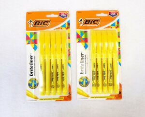 BIC brite liner HIGHLIGHTERS Broad/Fine Line Fluorescent Inks 5 Pcs x 2 - New