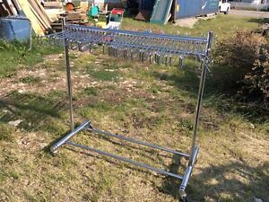 Vtg 40s 50s Pants Blanket Garment Clothes Clothing Rack Store Fixture Chrome