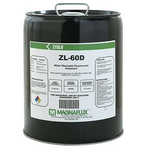 Zyglo Zl-60d Water Washable Fluorescent Penetrants, Liquid, Pail, 5 Gal