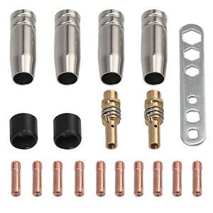 19Pcs Welding Torch Kits Tip MB15/150 Nozzle Sleeve Rod Tool For Binzel 15AK