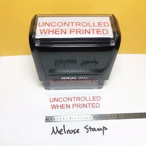 Uncontrolled When Printed Rubber Stamp Red Ink Self Inking Ideal 4913