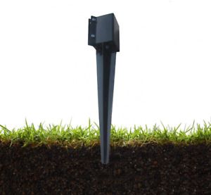 MTB Fence Post Anchor Ground Spike Metal Black Powder 24&#034;X3.5&#034;x3.5&#034; 1Pack